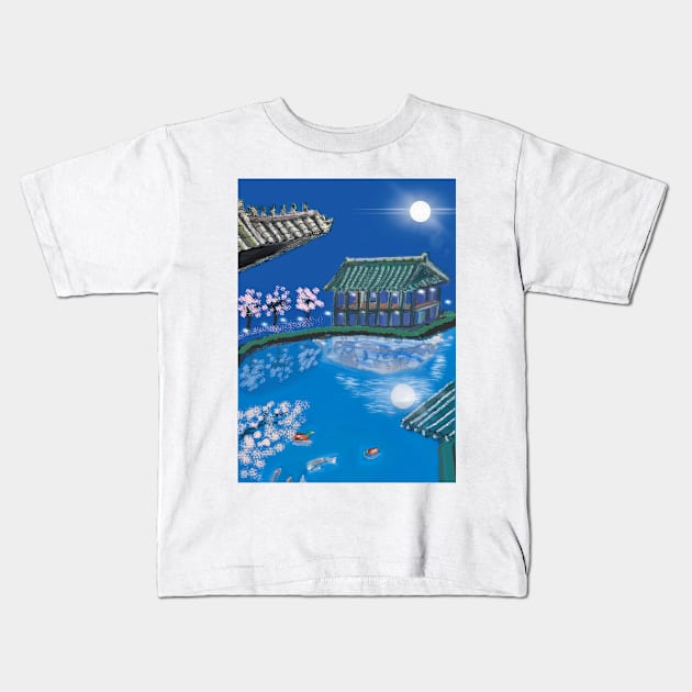 Moonlight in the palace Kids T-Shirt by Haborand